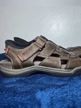 Earth Spirit Mens Fishermen Sandals  Gelron Cushion Size 10 Dark Brown NWOT